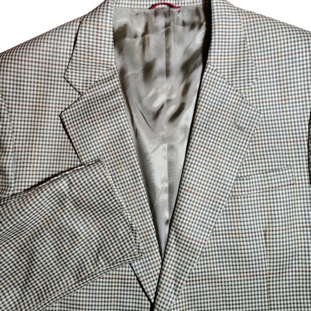 JOS. A. Bank 46 EXL Houndstooth Wool Silk Blazer‎ Sport Coat Jacket office